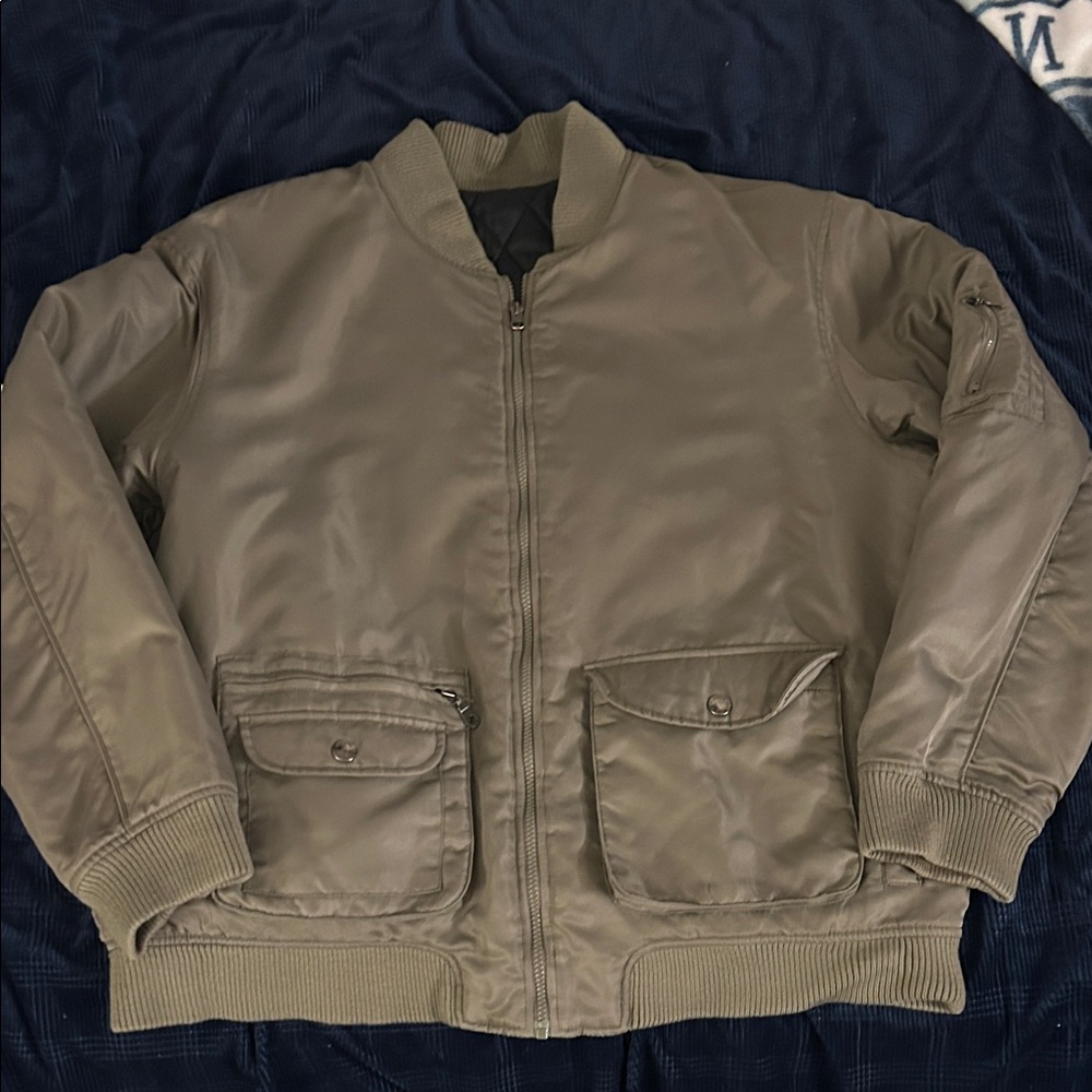 Olive Bomber Jacket - Picture 2 of 8